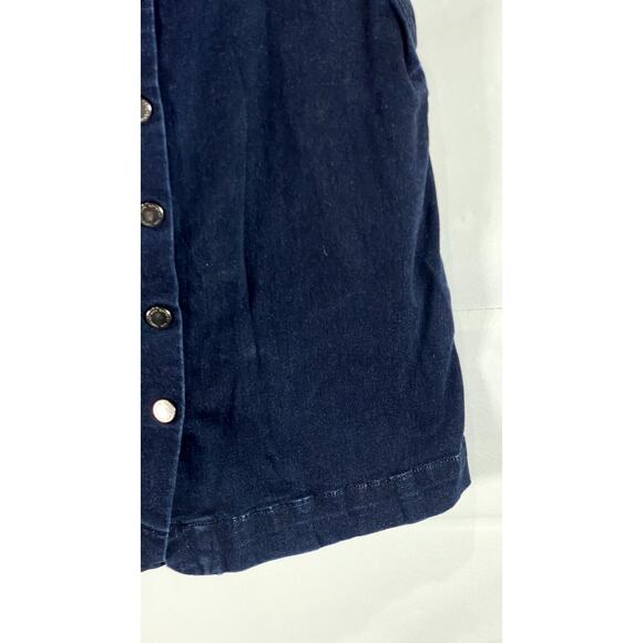 TOPSHOP MOTO Women's Blue Denim Button-Up Square-Neck Crossback Mini Dress SZ 10 - Picture 7 of 12